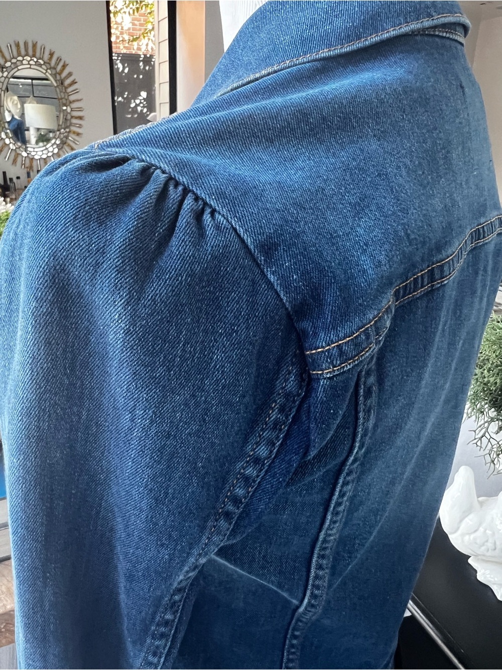 GOOP G.Label Gwyn Fitted Women's Denim Jacket with puffed shoulder detail size M - Picture 4 of 10